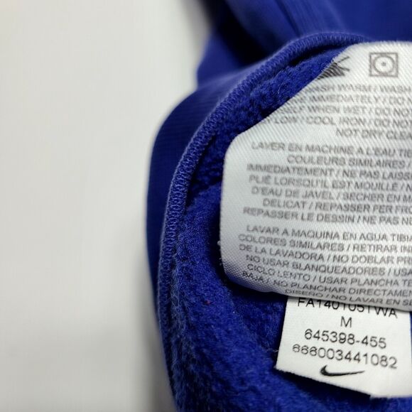 VTG Nike Hoodie Sweatshirt Blue Neon Green Center Swoosh Men's Medium - Picture 9 of 9